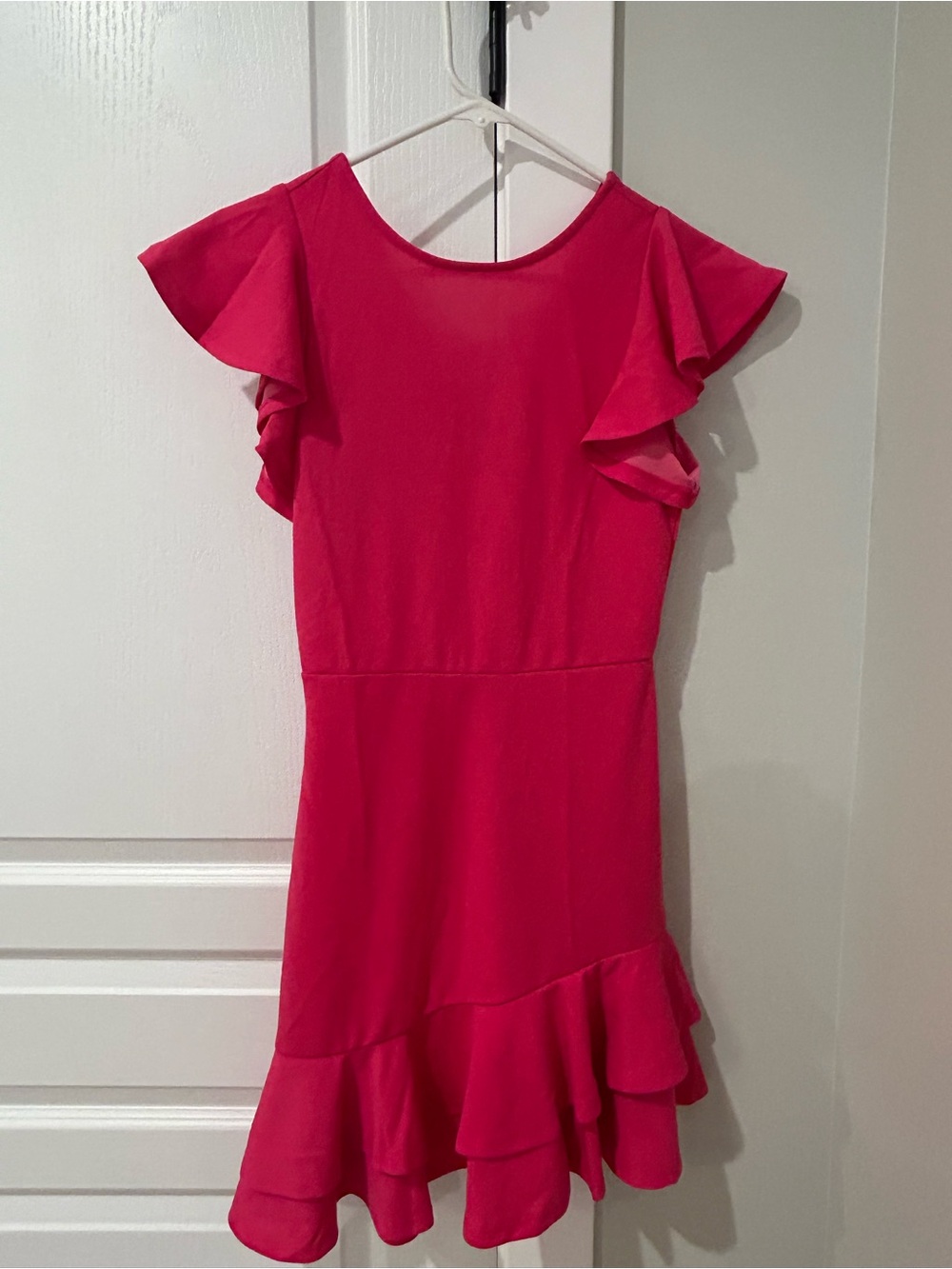 Amazon Hot Pink Ruffle Sleeve Mini Dress